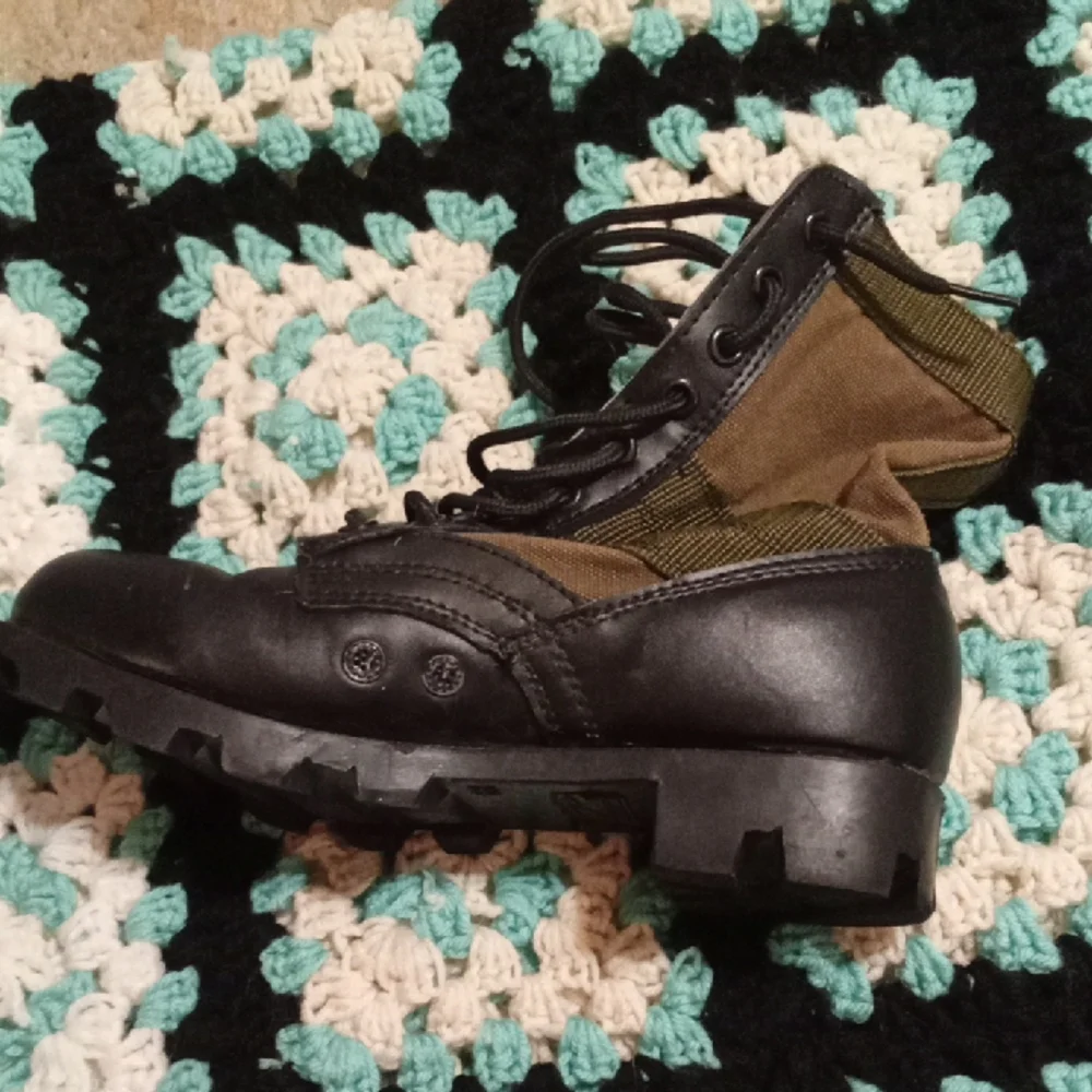 Mens Sz 6R Military Black Olive Combat Boots Camo Jungle Lace Up Womens Sz 9 Tac